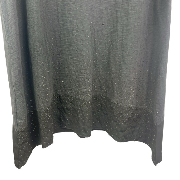 Soft Surroundings Starlight Shift Sequin Midi Dress 3/4 Sleeve Dark Olive Grey M - Picture 8 of 16